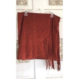 Burnt orange skirt w/fringe